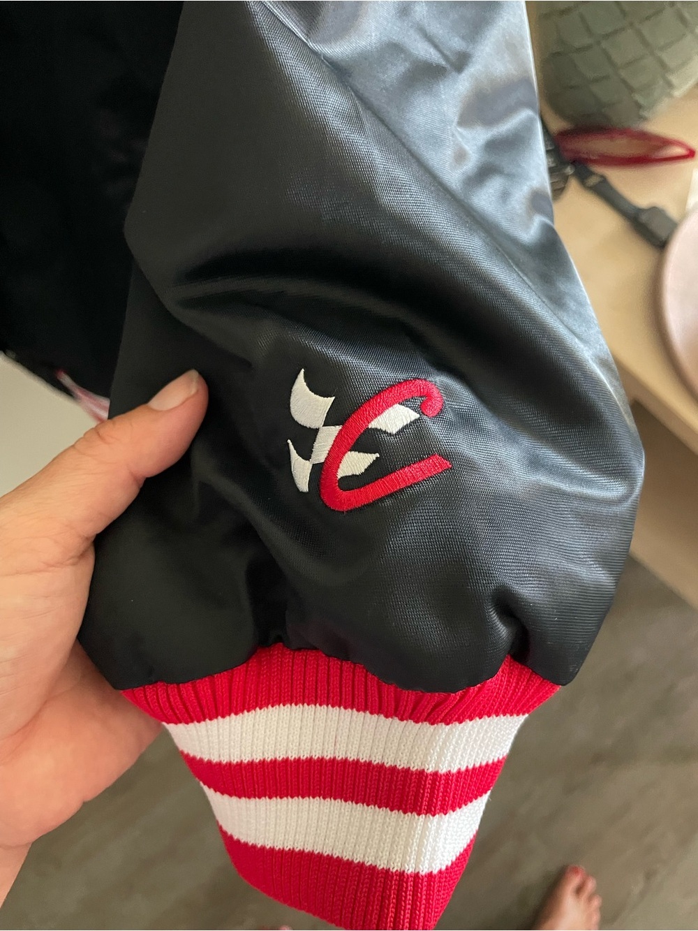 Chase Authentics Black Jacket with Red & White Ribbed Collar - Picture 3 of 8